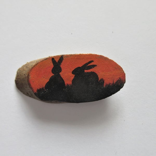 Dolls House Miniature Wooden Plaque Bunny Rabbit Picture Wood Slice