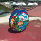 Hand painted rose and castle hip flask 