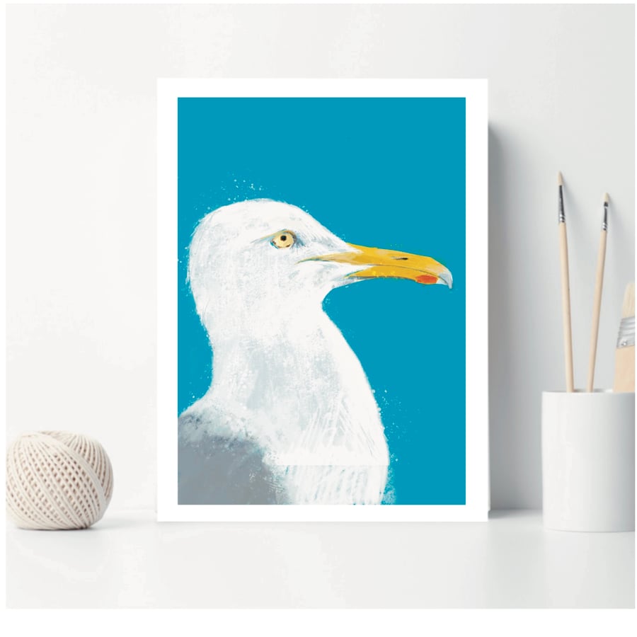 Seagull Coastal Art Bird Print 