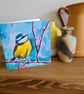 Playful blue tit painting printed card