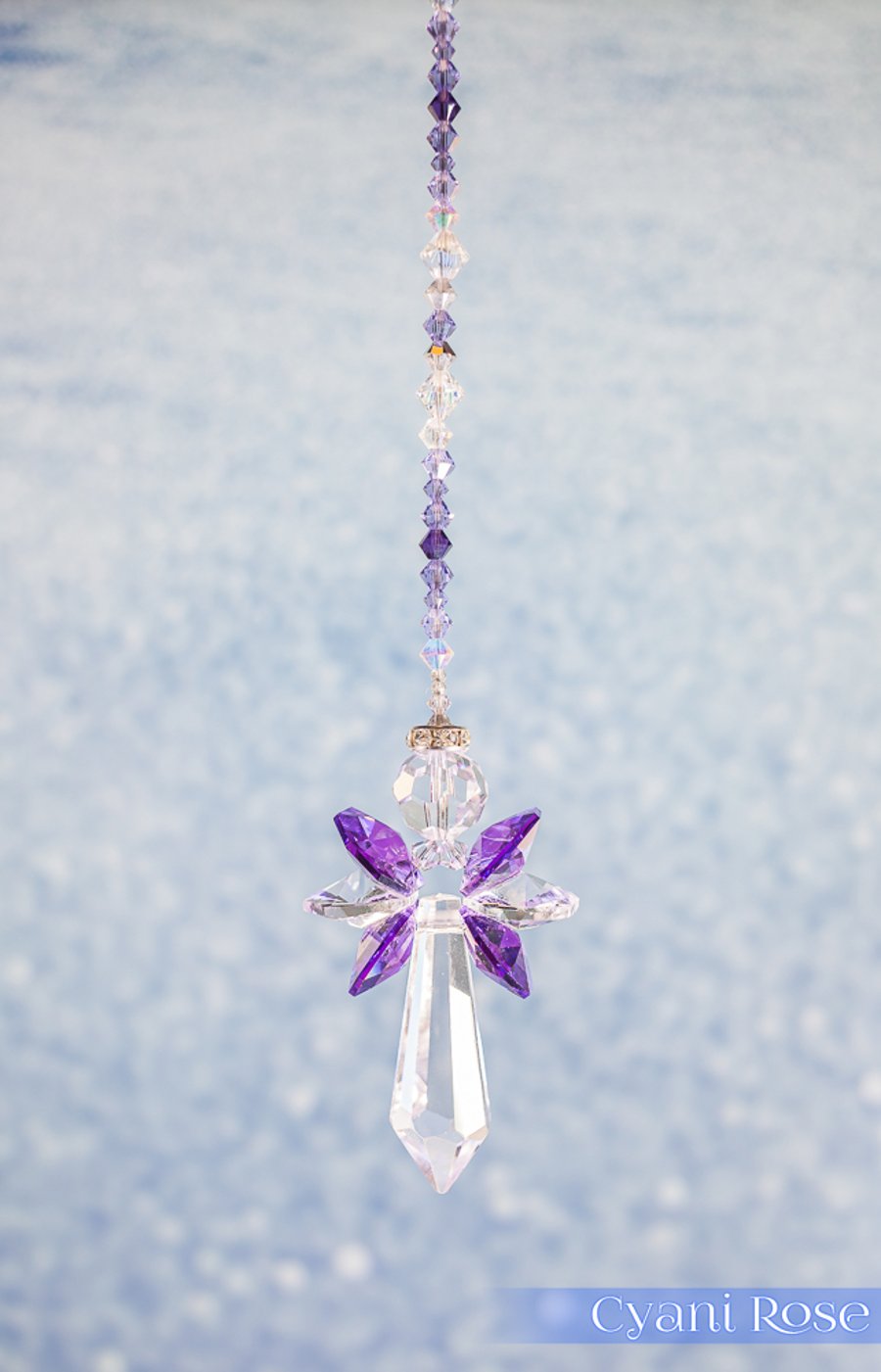 Glass Angel hanging decoration with Swarovski crystals