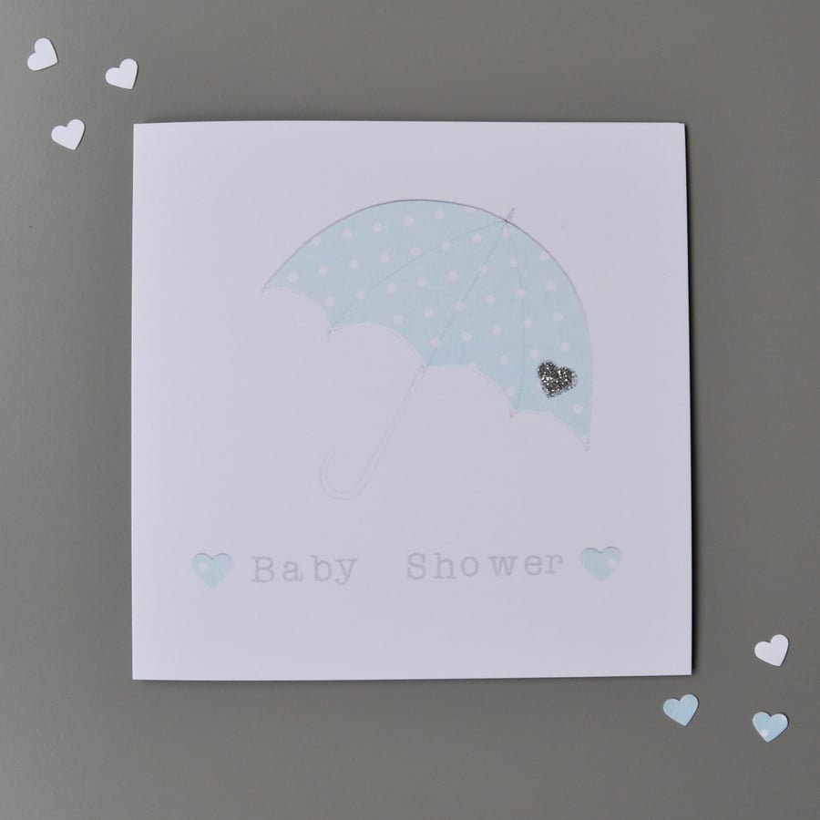 Baby Shower Card with Blue Umbrella  - Boy Baby Shower Card
