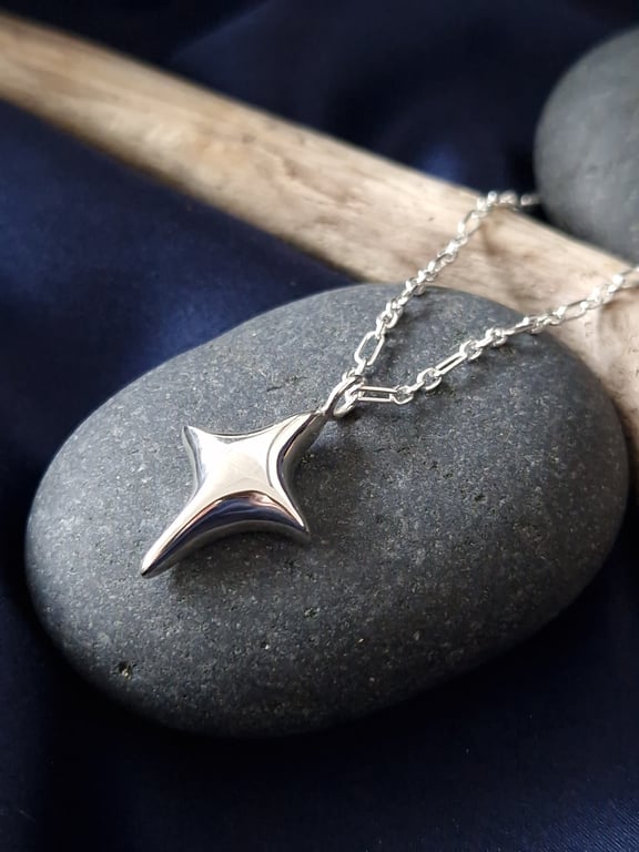 Sterling Silver Polaris Pendant Handmade Celestial Pendant With Chain North Star