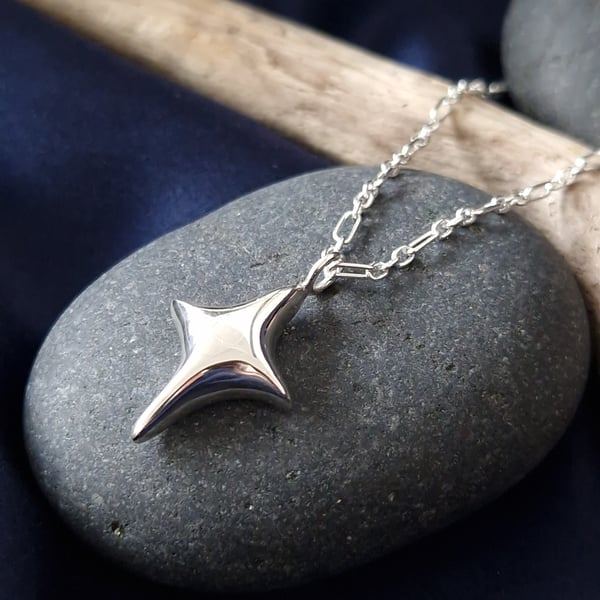 Sterling Silver Polaris Pendant Handmade Celestial Pendant With Chain North Star