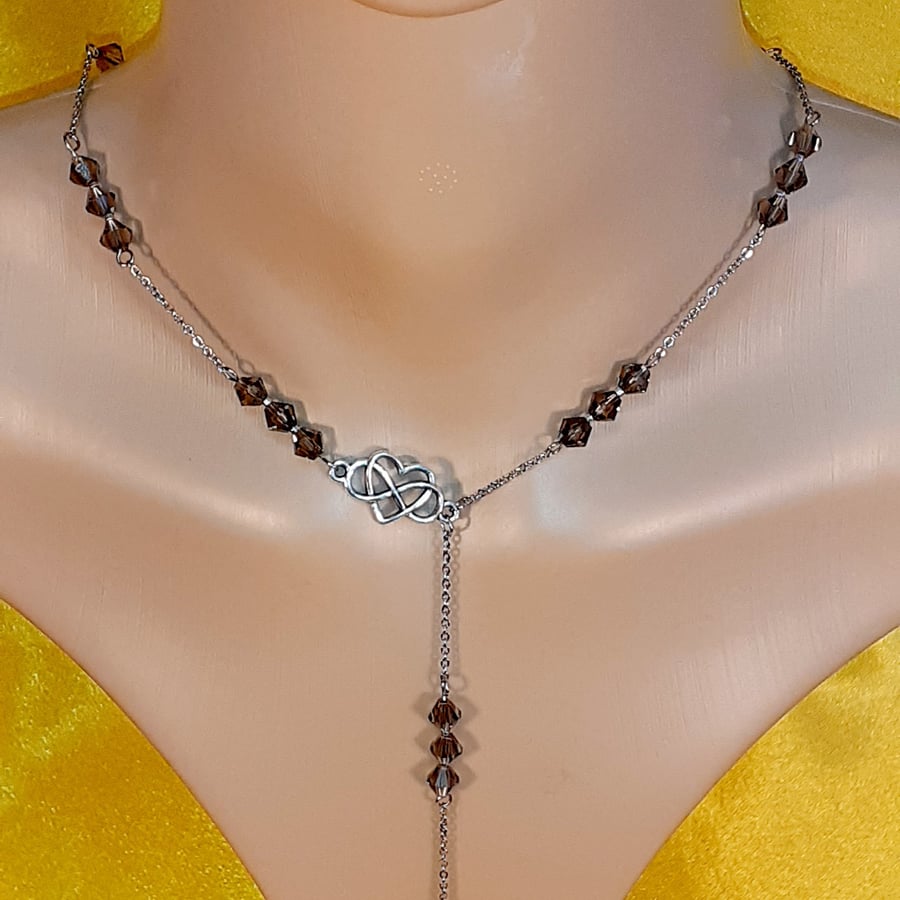 Czech Glass Bead Necklace - Pale brown