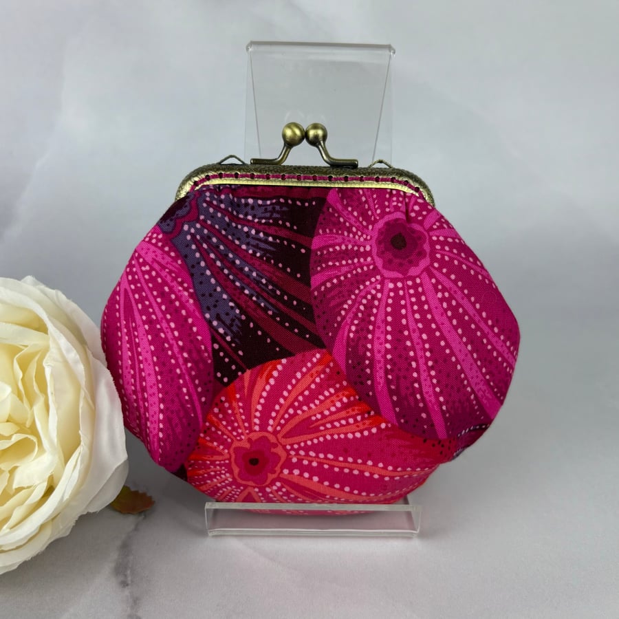 Sea Urchin coin purse, Seaside frame purse, Optional chain, Handmade
