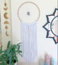 White Boho Dreamcatcher, Amethyst Moon, Rose Quartz dreamcatcher, 
