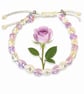 Cream and lavender rose buds macrame Bracelet - Image 2