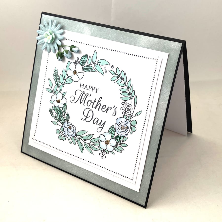 Handmade Mother's Day card - floral wreath