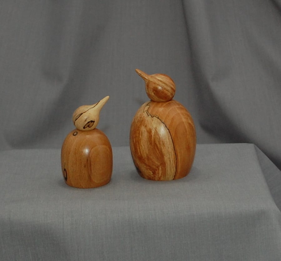 Dad and Babe Wooden Penguin Pair