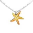 Starfish Necklace. Wooden Pendant. Sterling Silver Seaside Jewellery.