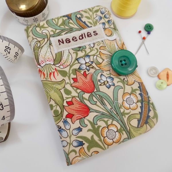 Sewing needle case in Golden Lily fabric