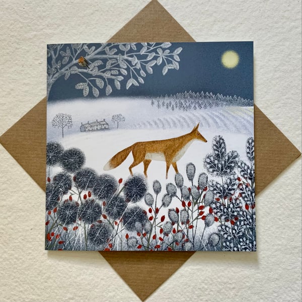 Winters Moon, blank greetings card