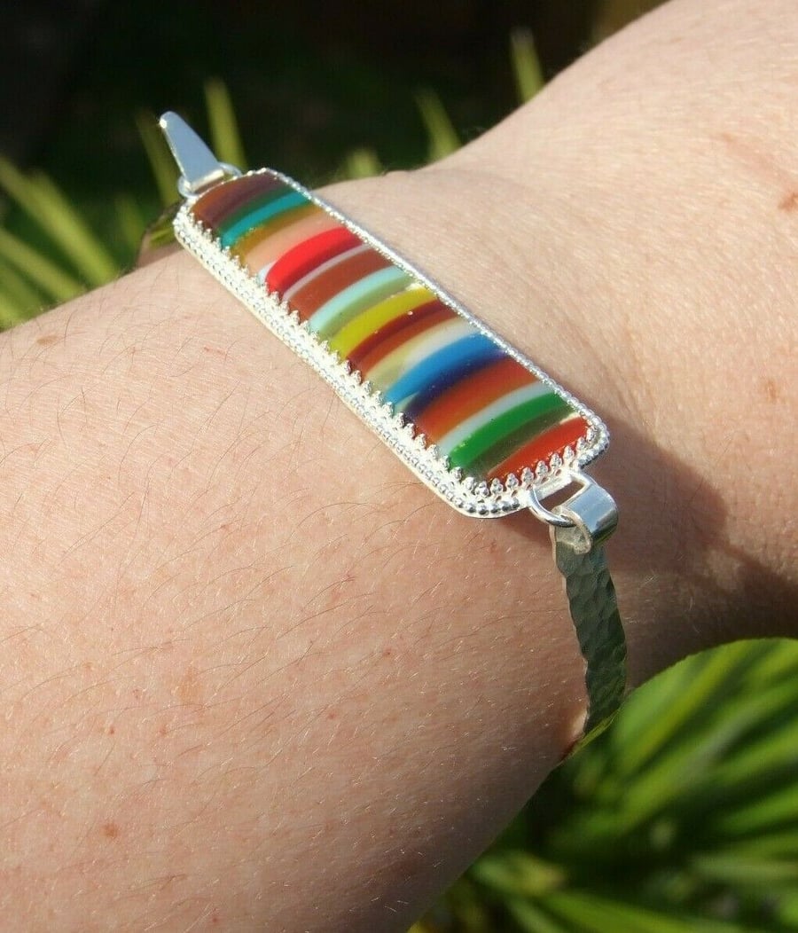 Surfite Bracelet Sterling Silver Tension Bangle Upcycled Jewellery Gift Handmade