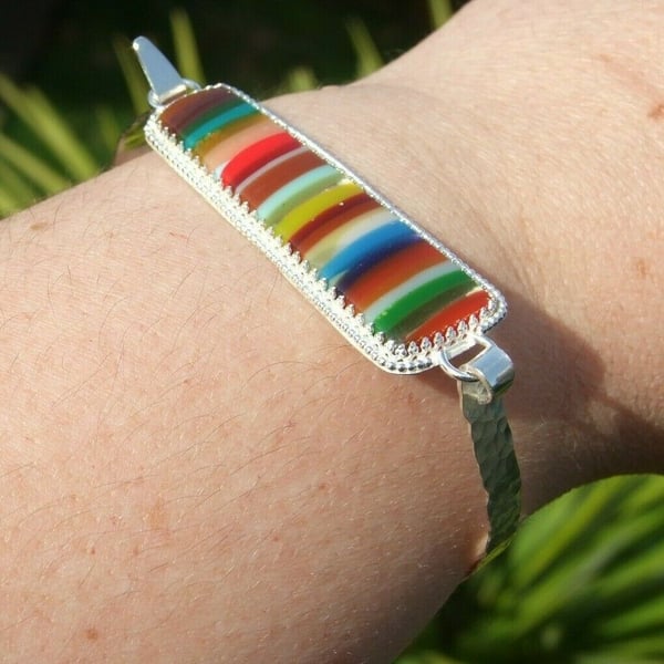 Surfite Bracelet Sterling Silver Tension Bangle Upcycled Jewellery Gift Handmade