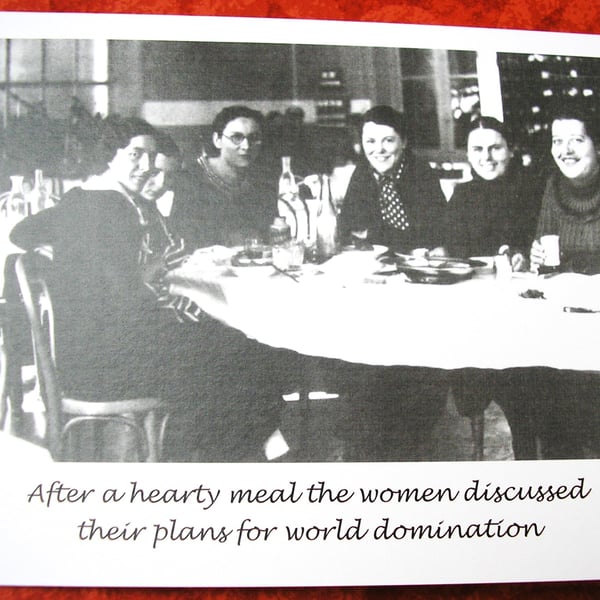 FEMINIST WOMEN HUMEROUS CARD  "WORLD DOMINATION "   6X4 ins