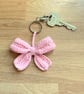 Pink Bow Crochet Keyring - Image 2