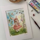 June Bunny - Bunny art - Children's room decor