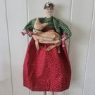 Autumn and Agnes primitive hanging textile art doll.