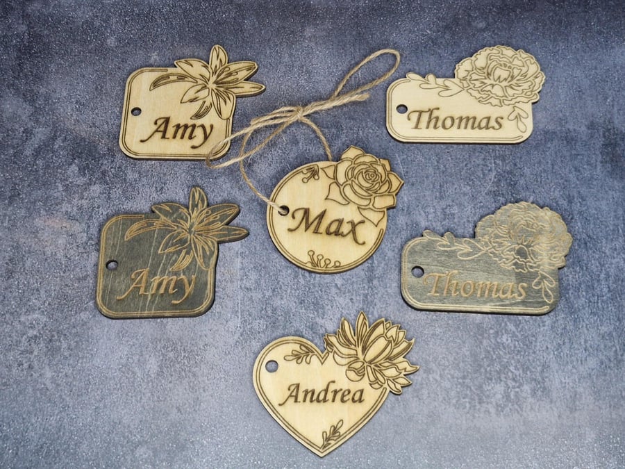 Personalised laser engraved placement names