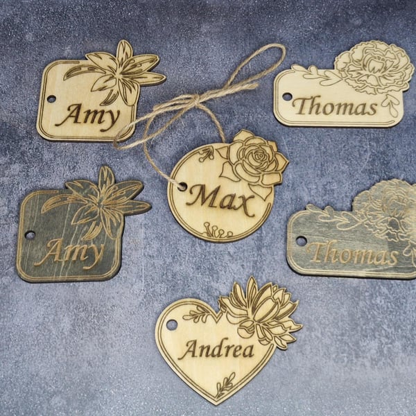 Personalised laser engraved placement names