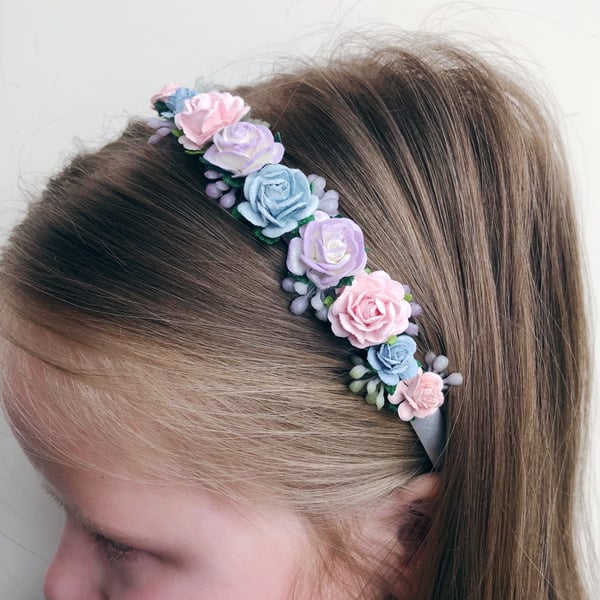 Pastel colours Flower girl headband 