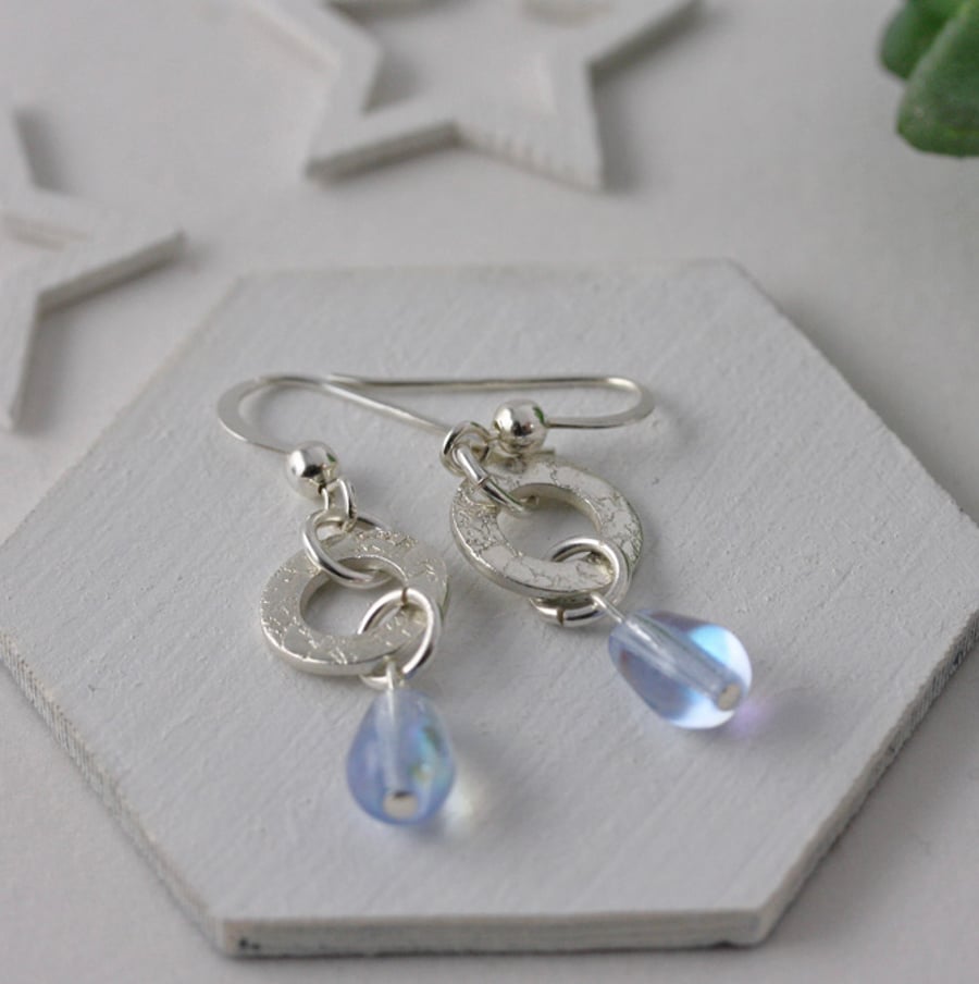 Silver Hoop Drop Earrings