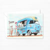 Seaside Ice Cream Van Greetings Card - Postcard Style Pencil Illustration (804)