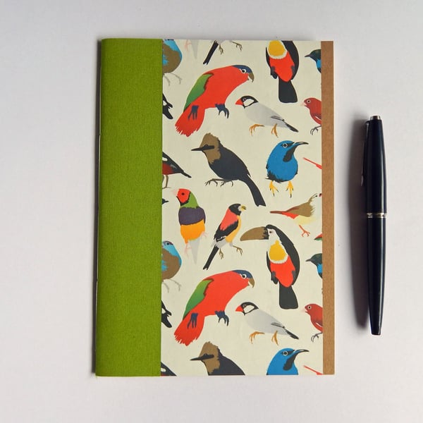 Exotic Birds A5 Notebook Lined pages. Refill Notebook. 