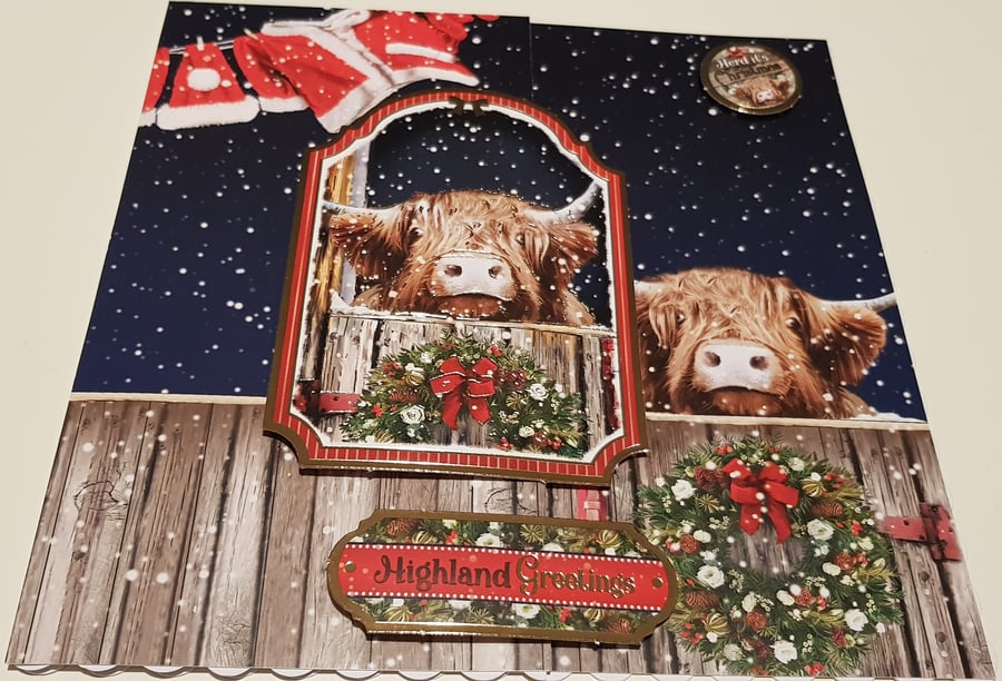 Highland cow Christmas card
