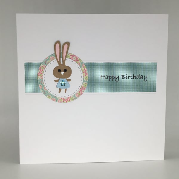 Birthday card - cute bunny with star detail