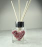 Handcrafted pink heart decorated fused glass reed diffuser – A unique gift