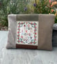 Repurposed needlepoint sampler large soft zip pouch