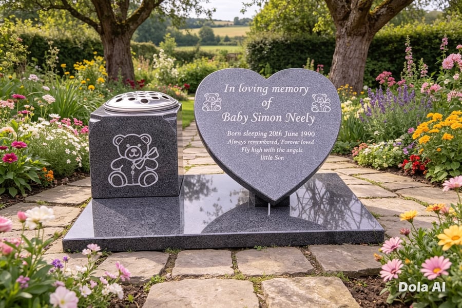 Baby Grave Plaque Memorial Grave Marker Flat Grave Stone  Grave Vase Headstone
