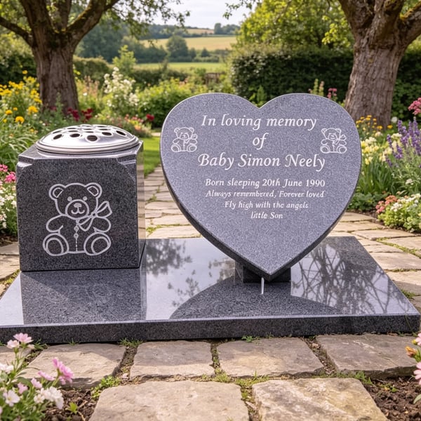 Baby Grave Plaque Memorial Grave Marker Flat Grave Stone  Grave Vase Headstone