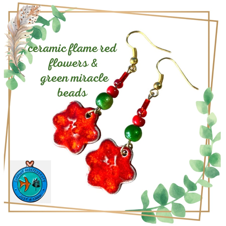 Flame Red Flower Earrings