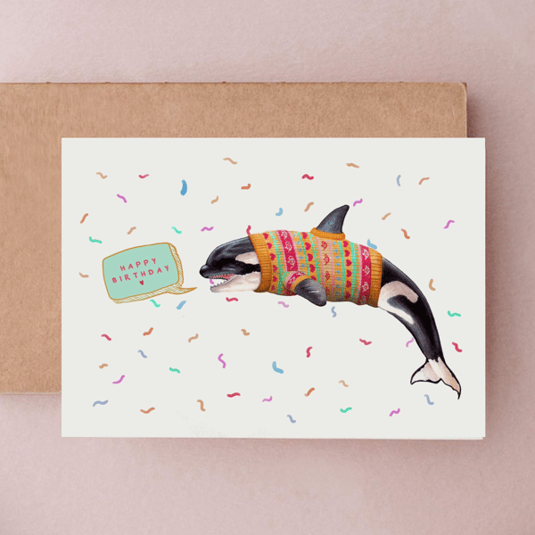 Orca Birthday Card - Whale Birthday Cards, Wildlife Birthday Card, Killer Whale
