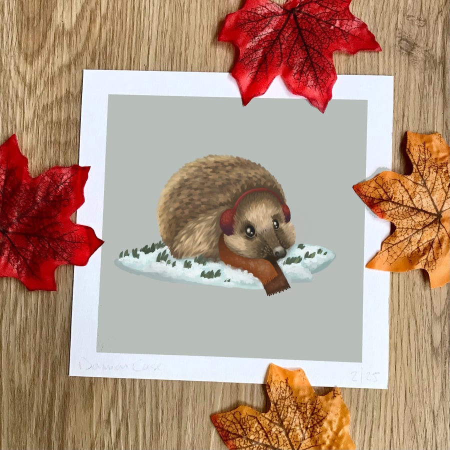 Seasonal Hedgehog Art Print