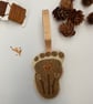Hanging new baby footprint 3 hearts beaded embroidered nursery decoration gift - Image 1