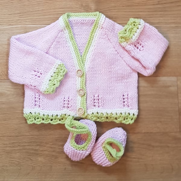 Pink Cardigan and Mary Janes 0-3 months