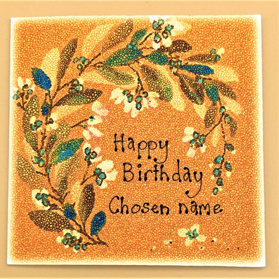  Personalised bespoke floral Greetings Card with handwritten message.