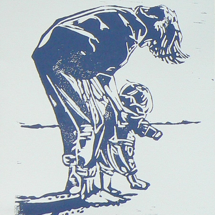 First Steps lino cut