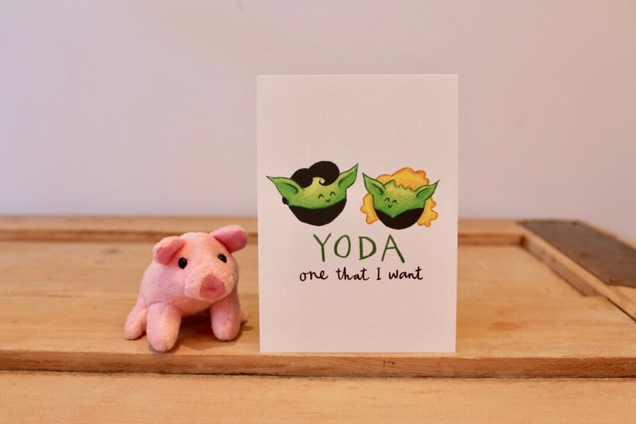 Yoda One That I Want - Star Wars Grease Pun - Postcard - A6 Print