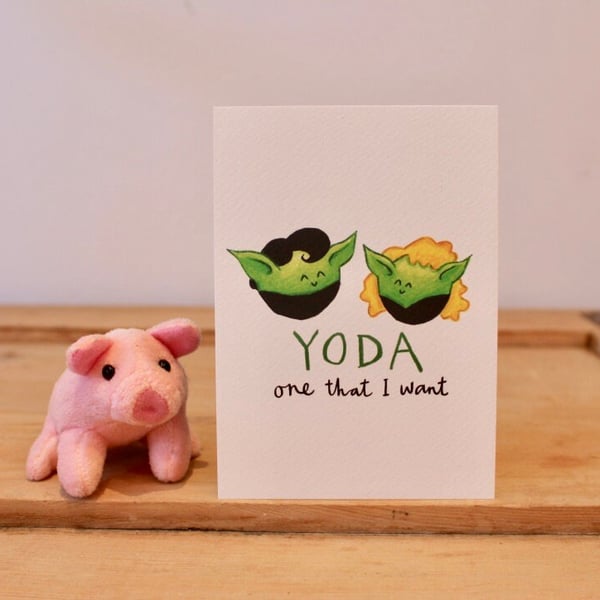 Yoda One That I Want - Star Wars Grease Pun - Postcard - A6 Print