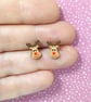 Rudolph Earrings, Reindeer Studs, Silver Plated or Sterling Silver Backs - Image 2