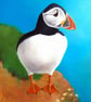Puffin Gifts Original Framed Oil Pastel Painting 