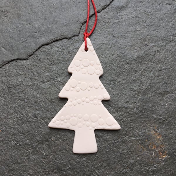 White porcelain Scandi Christmas Tree decoration The Porcelain Menagerie