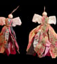 Set of 2 Upcycled Scrap Fabric Angels – Boho Style Hanging Decorations – Reclaim