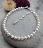 White Freshwater Pearl and Sterling Silver Bead Bracelet - JBJ10006
