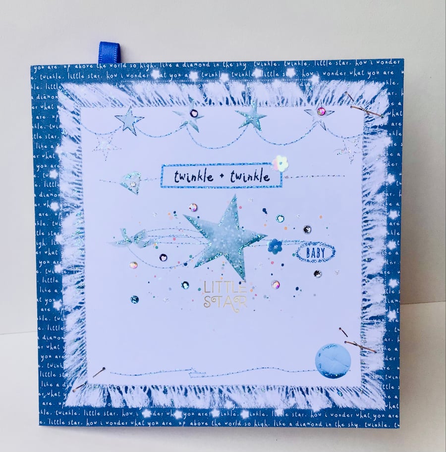 New Baby Card In Blues,Greeting Card New Baby,Can Be Personalised 
